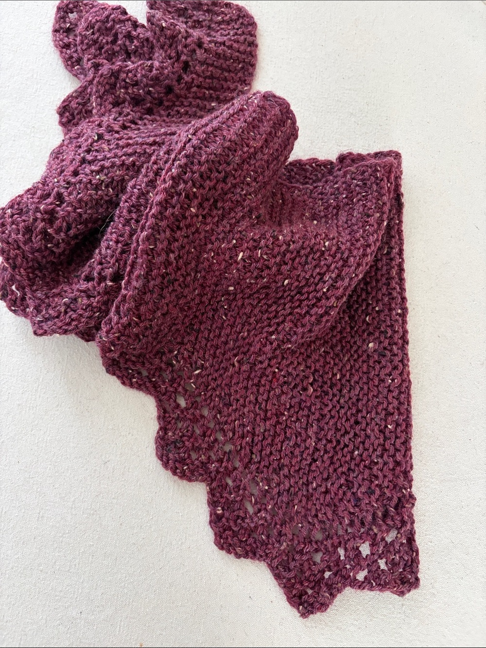 Hand-Knit Maroon Women's scarf - Picture 5 of 6